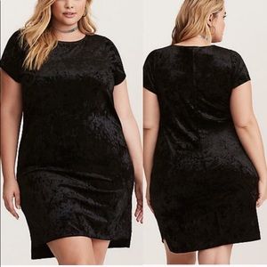 Torrid Black Crushed Velvet T-Shirt Dress
